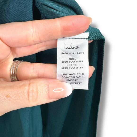 Lulus NWT Glamorous Disposition Emerald Green Square Neckline Ruched Maxi Dress - Picture 10 of 10